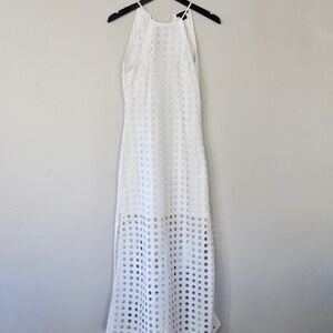 Anthropologie Vaneet Bahl White Eyelet Maxi Dress XS Side Zip Lined